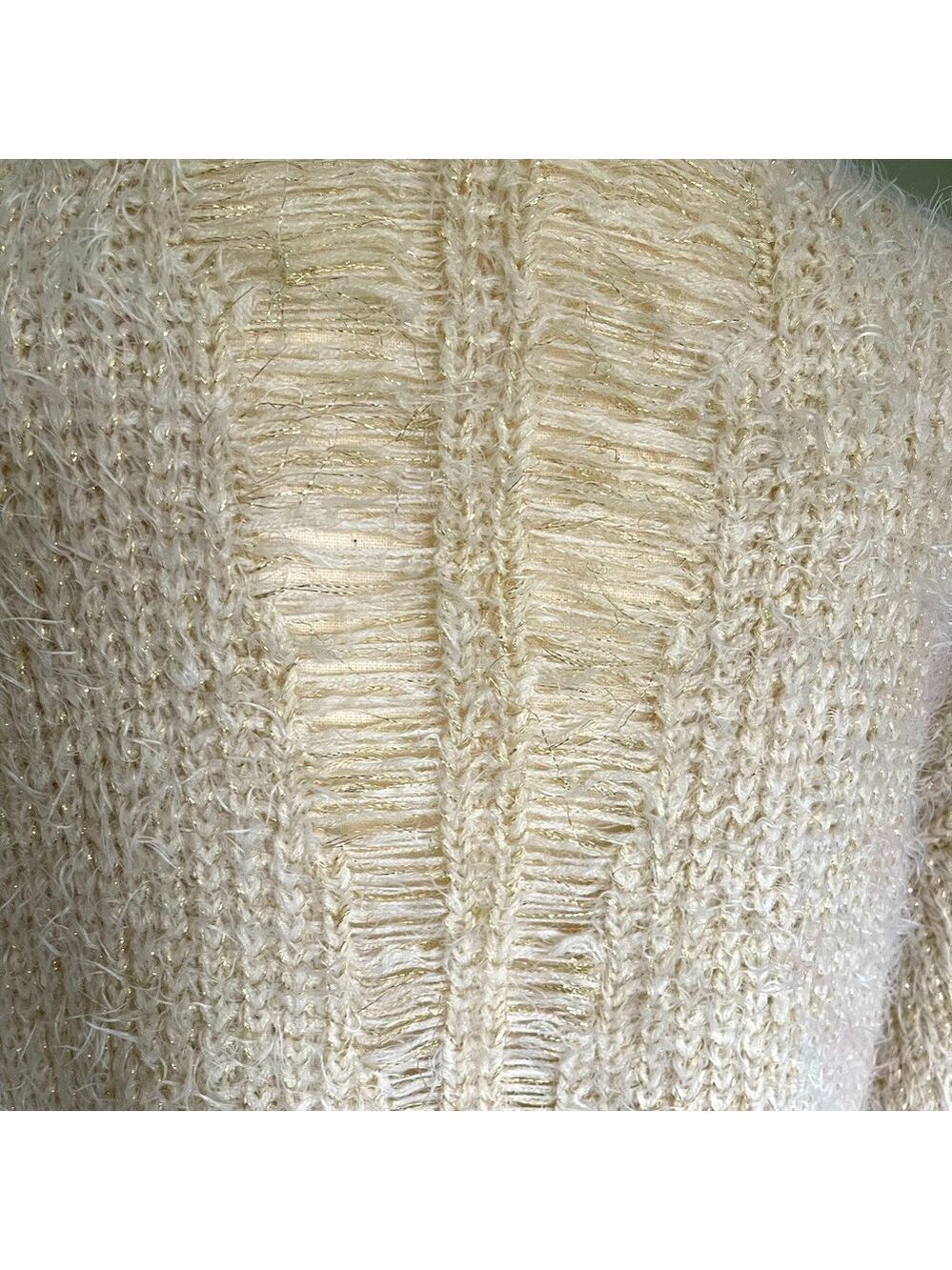 Large Beaded Distressed Knit Tunic Sweater - Picture 5 of 5